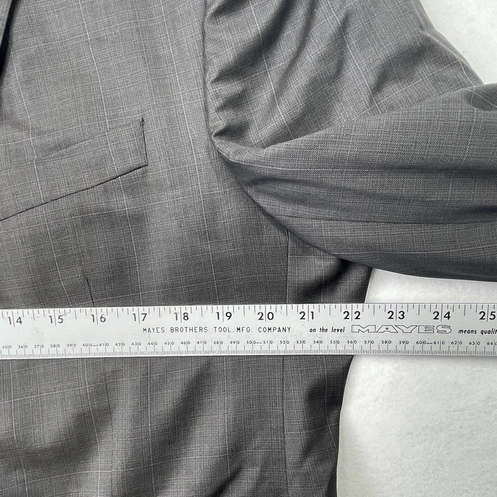 Jack Victor Sport‎ Coat Mens 46R Gray Super 100s Wool Suit Jacket